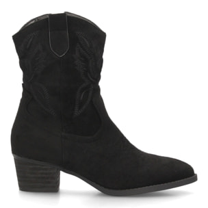 Botas cowboy bordadas con tacón ancho para mujer
