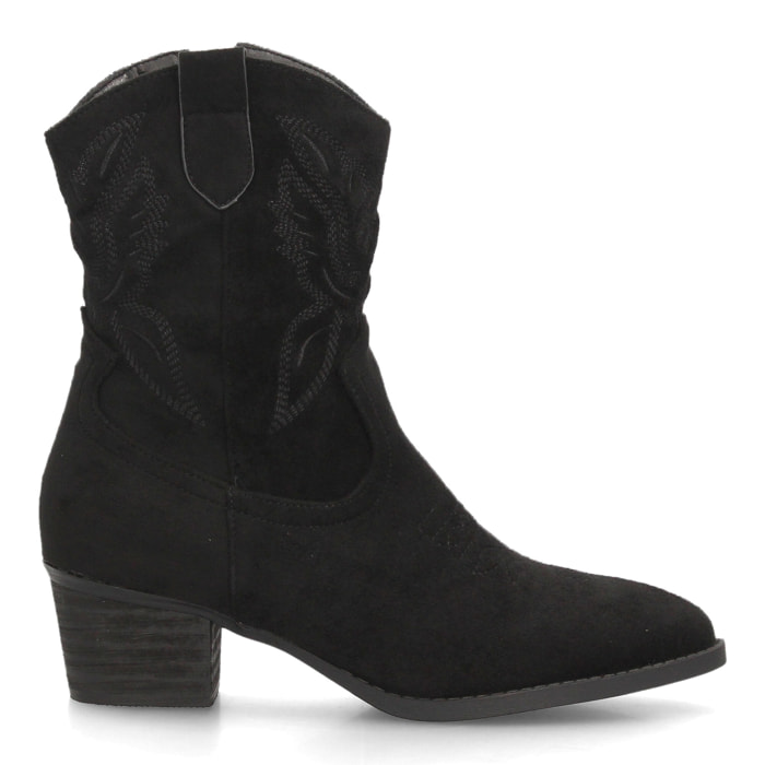 Botas cowboy bordadas con tacón ancho para mujer