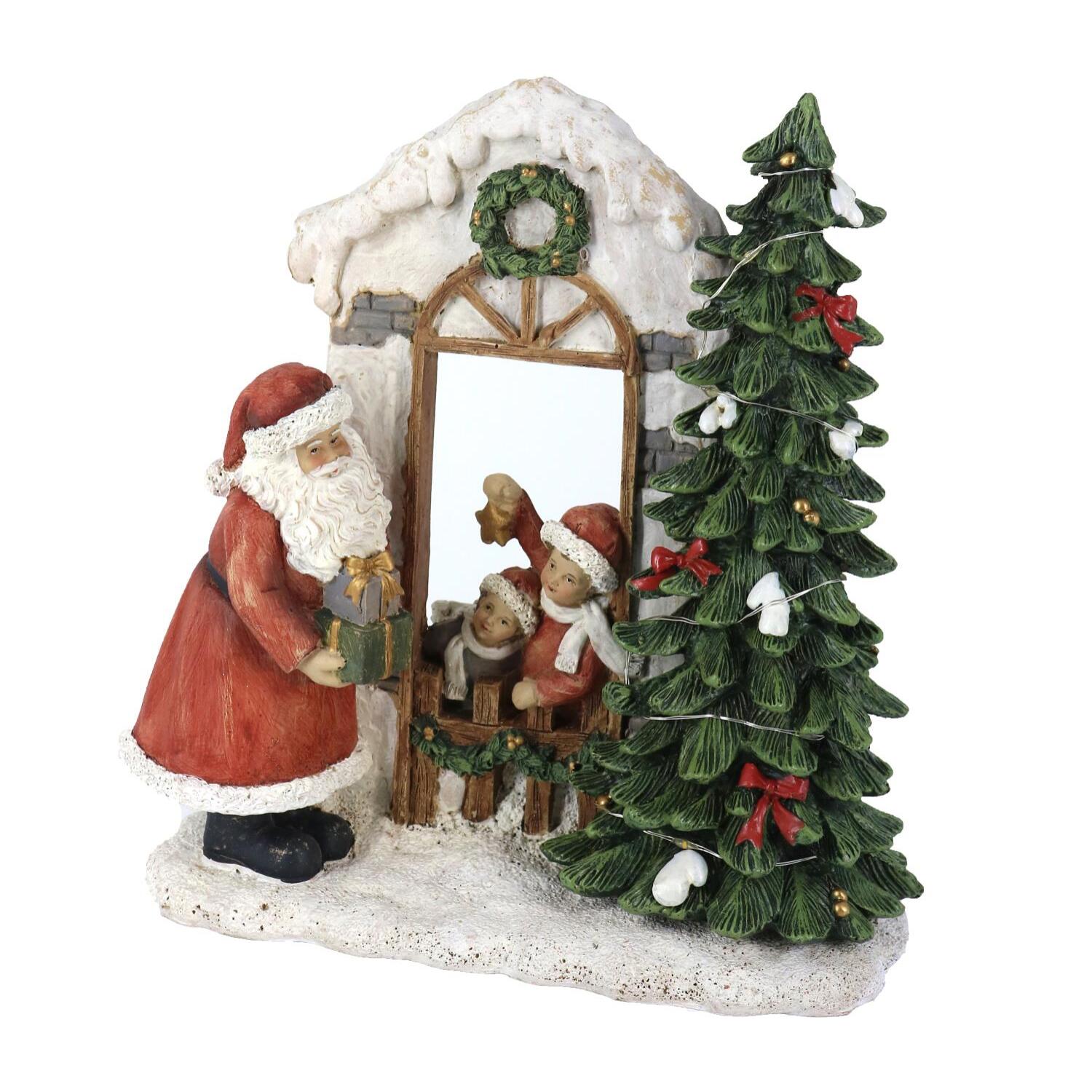 Statua in resina babbo natale con led rosso cm22x9,5h22,5