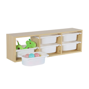 Meuble de rangement pour enfant. naturel. 6 bacs en plastique
