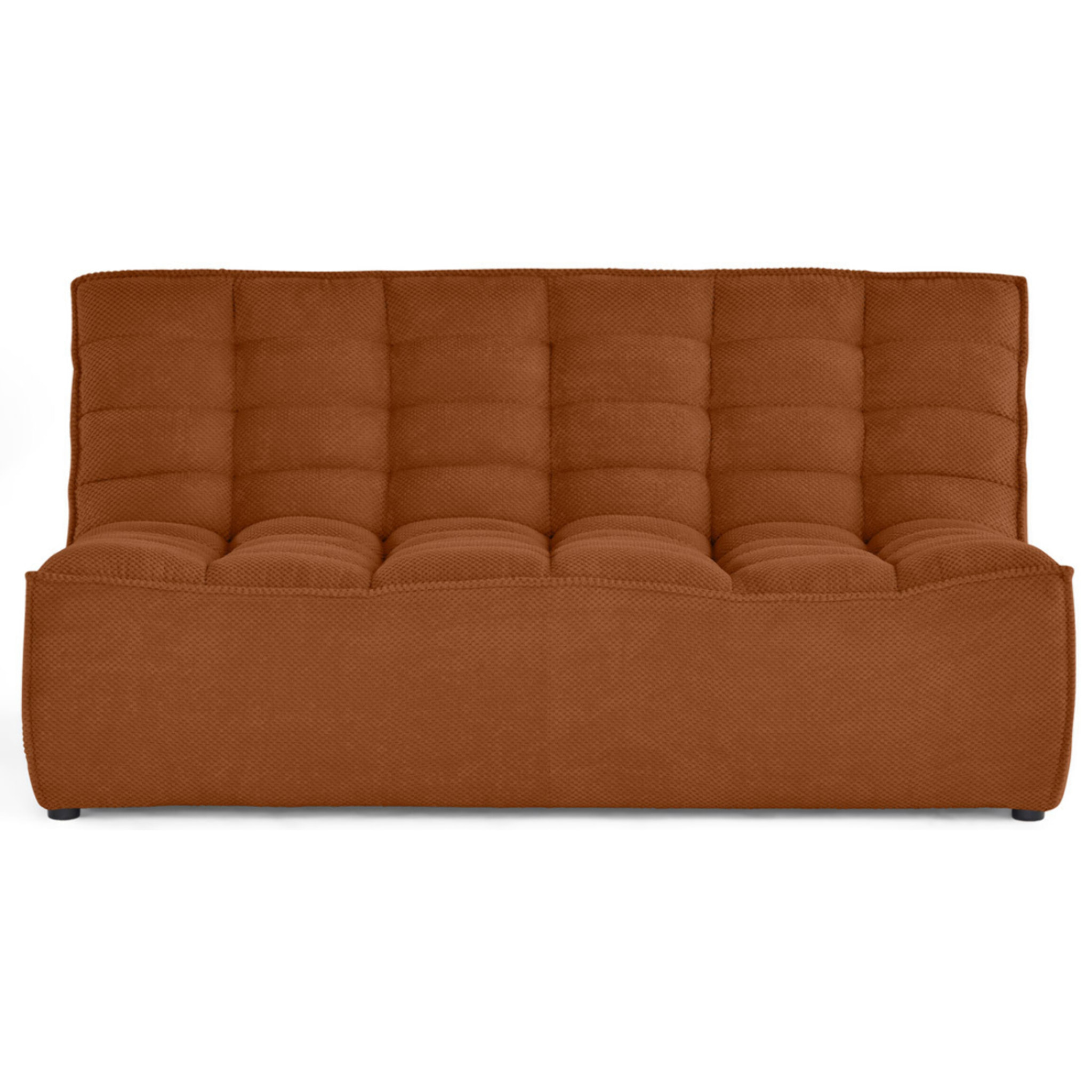 Ellie - module d'assise sans accoudoir 2 places en velours texturé - Terracotta