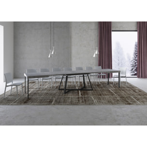 Table extensible 90x140/400 cm Booster gris béton pieds anthracite