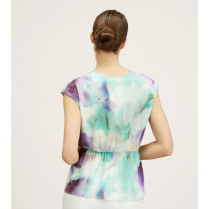 Motivi - Blusa de raso con estampado abstracto - Green Water