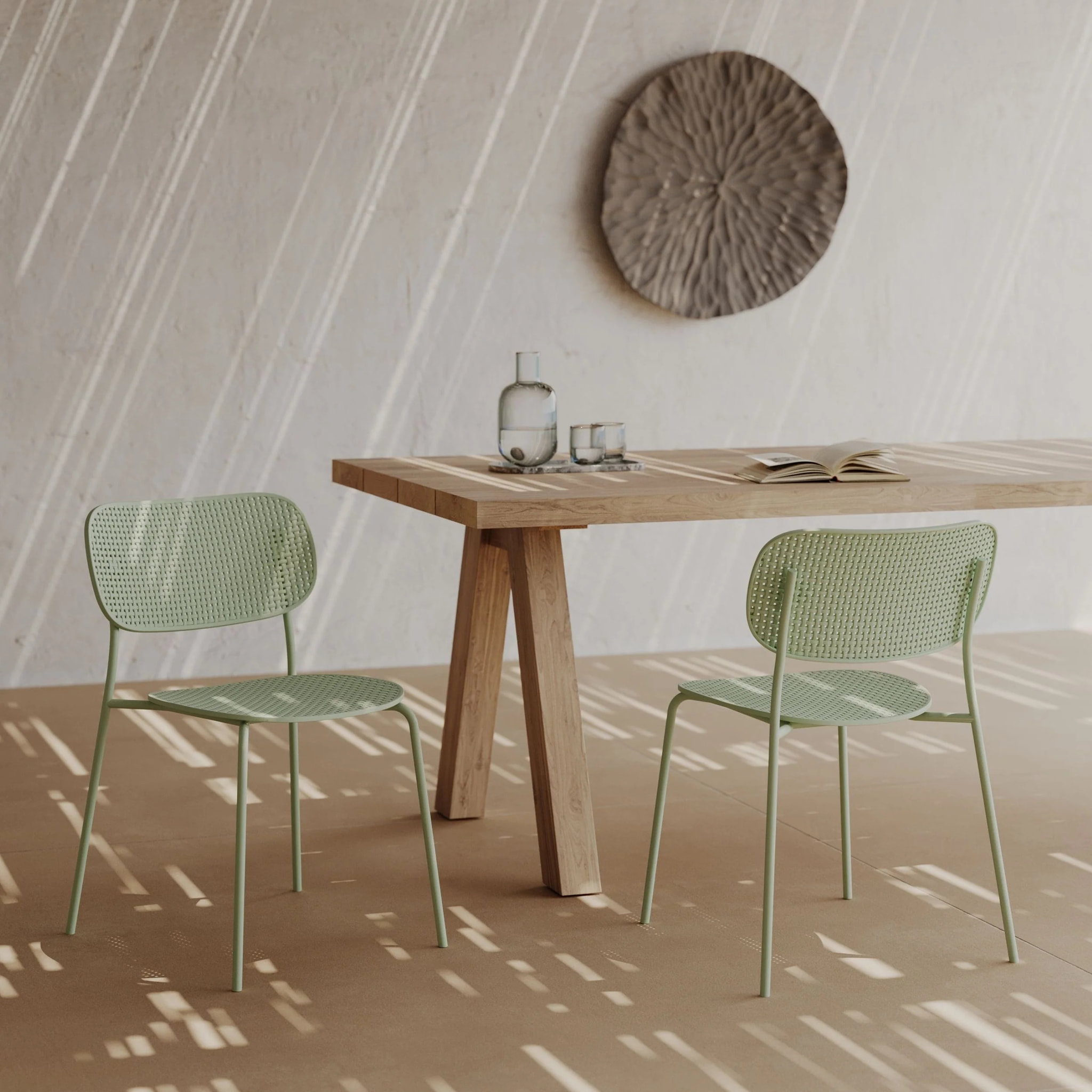 Lot de 2 chaises de jardin empilables Géa en plastique vert pastel - Géa