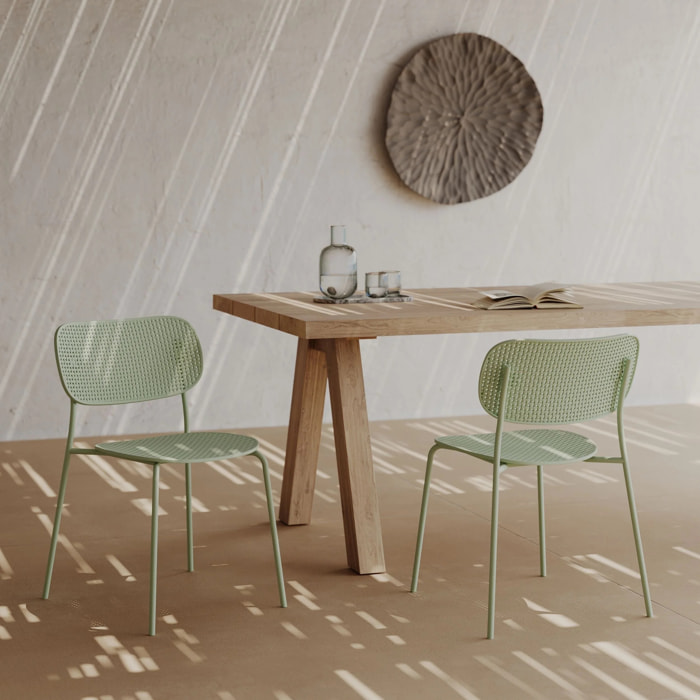 Lot de 2 chaises de jardin empilables Géa en plastique vert pastel - Géa