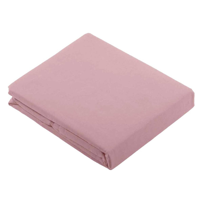 Drap Plat Uni en 100 % Coton - Rose