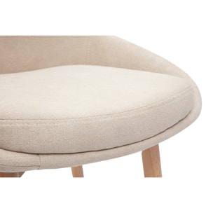 Chaises scandinaves en tissu effet velours beige et bois clair massif (lot de 2) HOLO