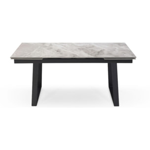 Table extensible céramique gris marbré 180/260 cm pieds métal - UNIK