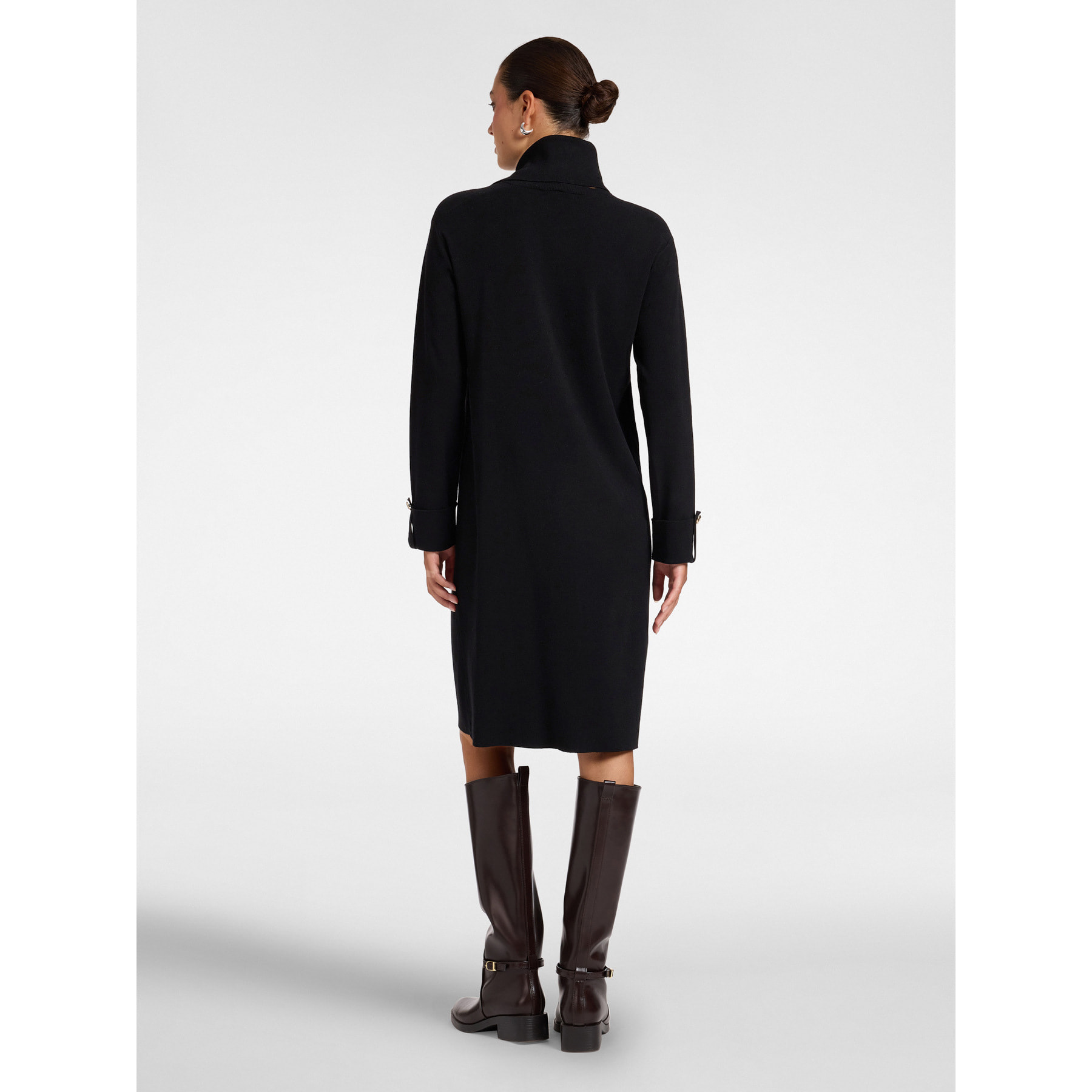 Elena Mirò - Vestido de cuello alto en viscosa - Negro