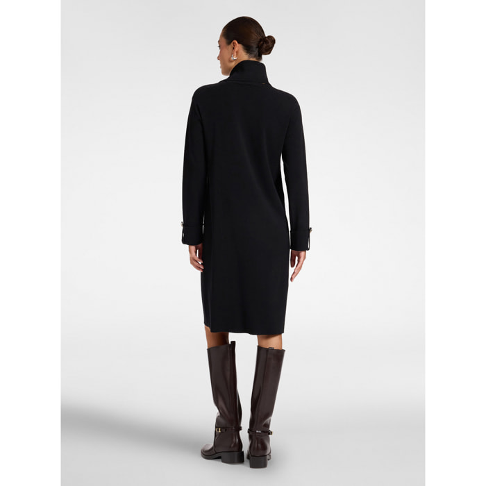 Elena Mirò - Vestido de cuello alto en viscosa - Negro