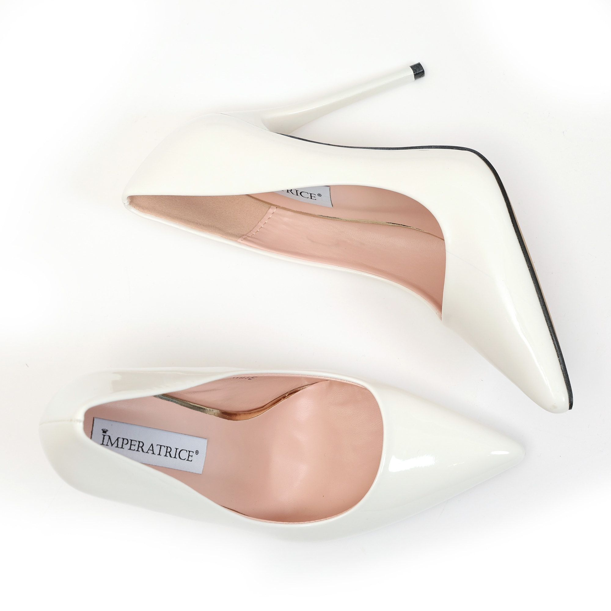 Dècolletè pumps in simil pelle verniciata con tacco a spillo