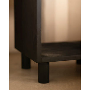 Mesita de noche de madera maciza en tono negro de 51x32cm Alto: 50.5 Largo: 32 Ancho: 37.5