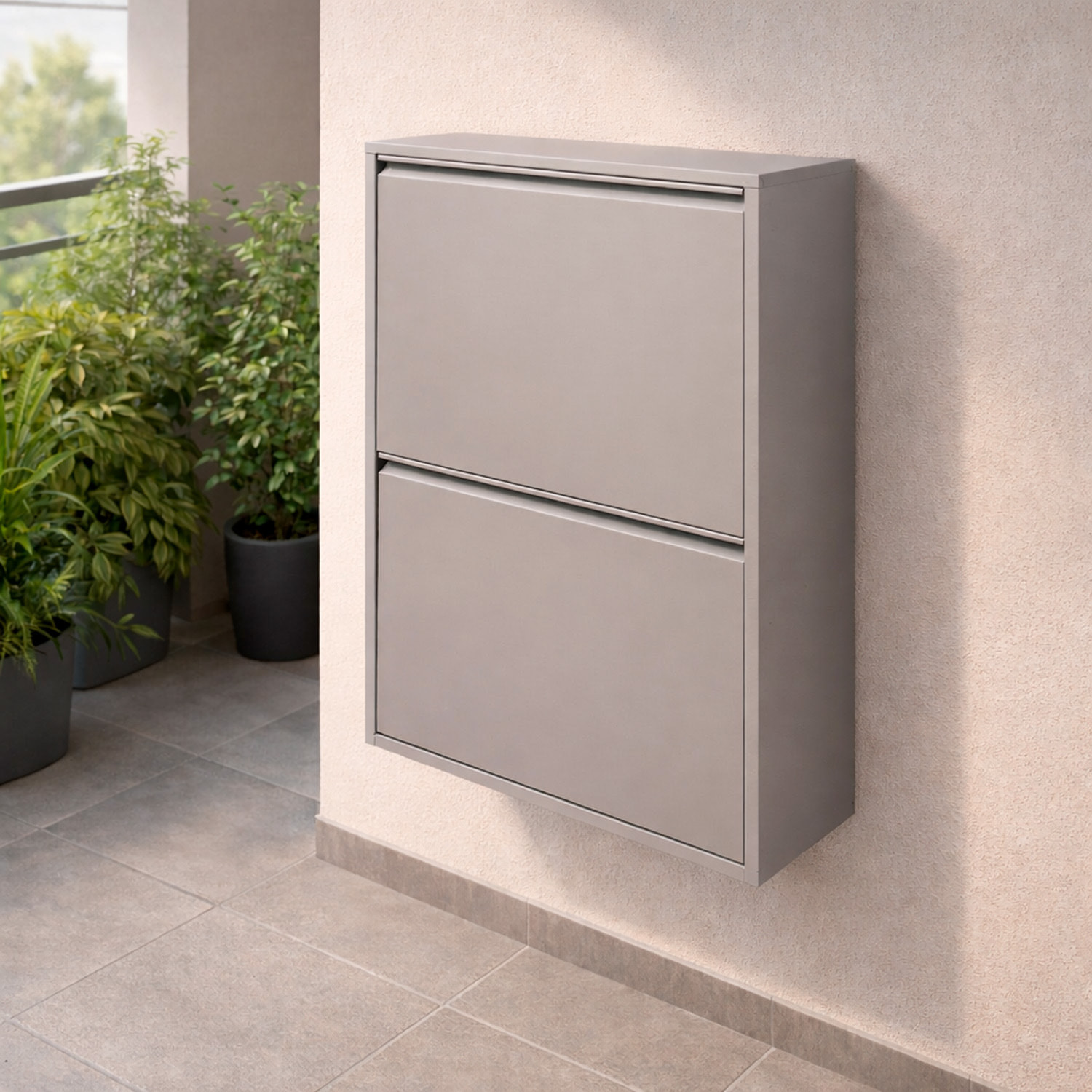 Pattumiera Raccolta Differenziata In Metallo Con 4 Cestini Estraibili E 2 Ante A Ribalta Bidone Cestino Salvaspazio 60 x 25 x 92.5 Cm Grigio