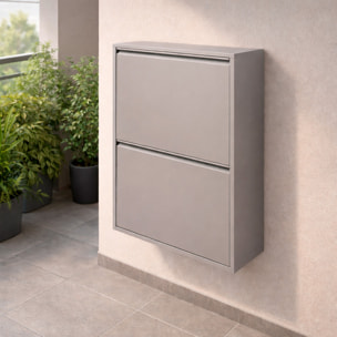 Pattumiera Raccolta Differenziata In Metallo Con 4 Cestini Estraibili E 2 Ante A Ribalta Bidone Cestino Salvaspazio 60 x 25 x 92.5 Cm Grigio
