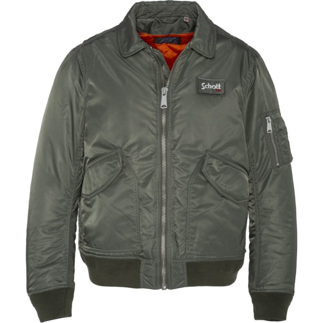 210-100RS CWU JACKET WITH DETACHABLE SCHOTT BADGE 100% RECYCLED NYLON Cachi