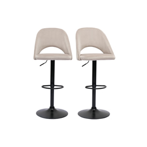 Tabourets de bar relevables en velours taupe et métal noir (lot de 2) COSETTE