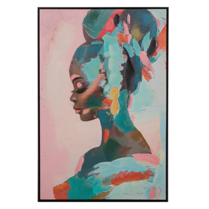 Cuadro Africana Con Marco Negro 80x4x120 Cm