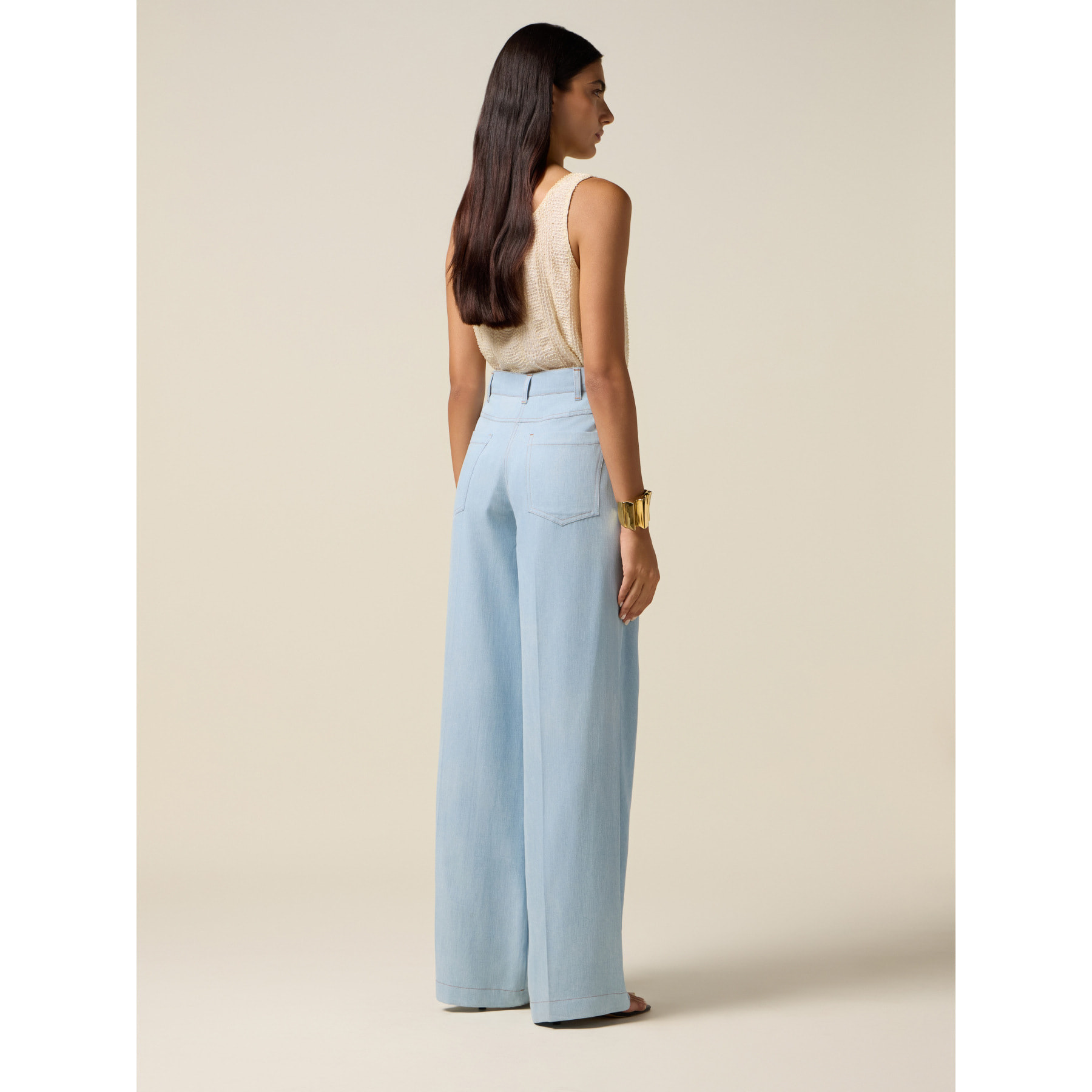 Oltre - Pantalones palazzo de tencel - Light - blue