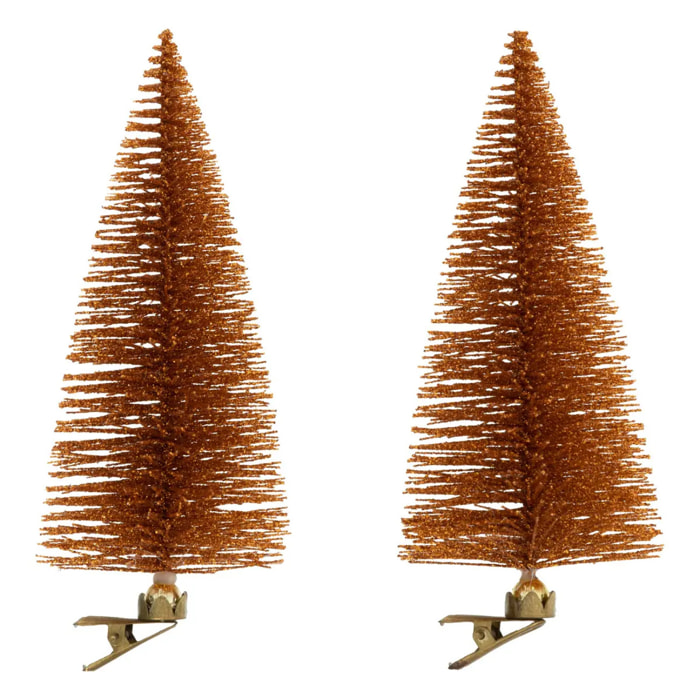 Décoration de sapin x2 sapin cuivre 16cm