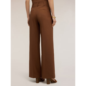 Motivi - Pantaloni palazzo in tessuto armaturato - Marrone