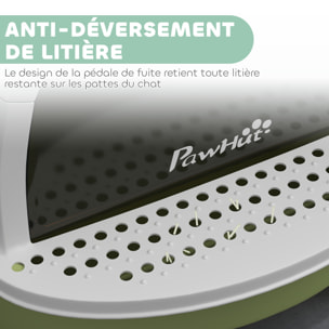 Maison de toilette chat design - porte fumée, pelle, 2 sacs désodorisation, tiroir litière coulissant, poignée - blanc vert