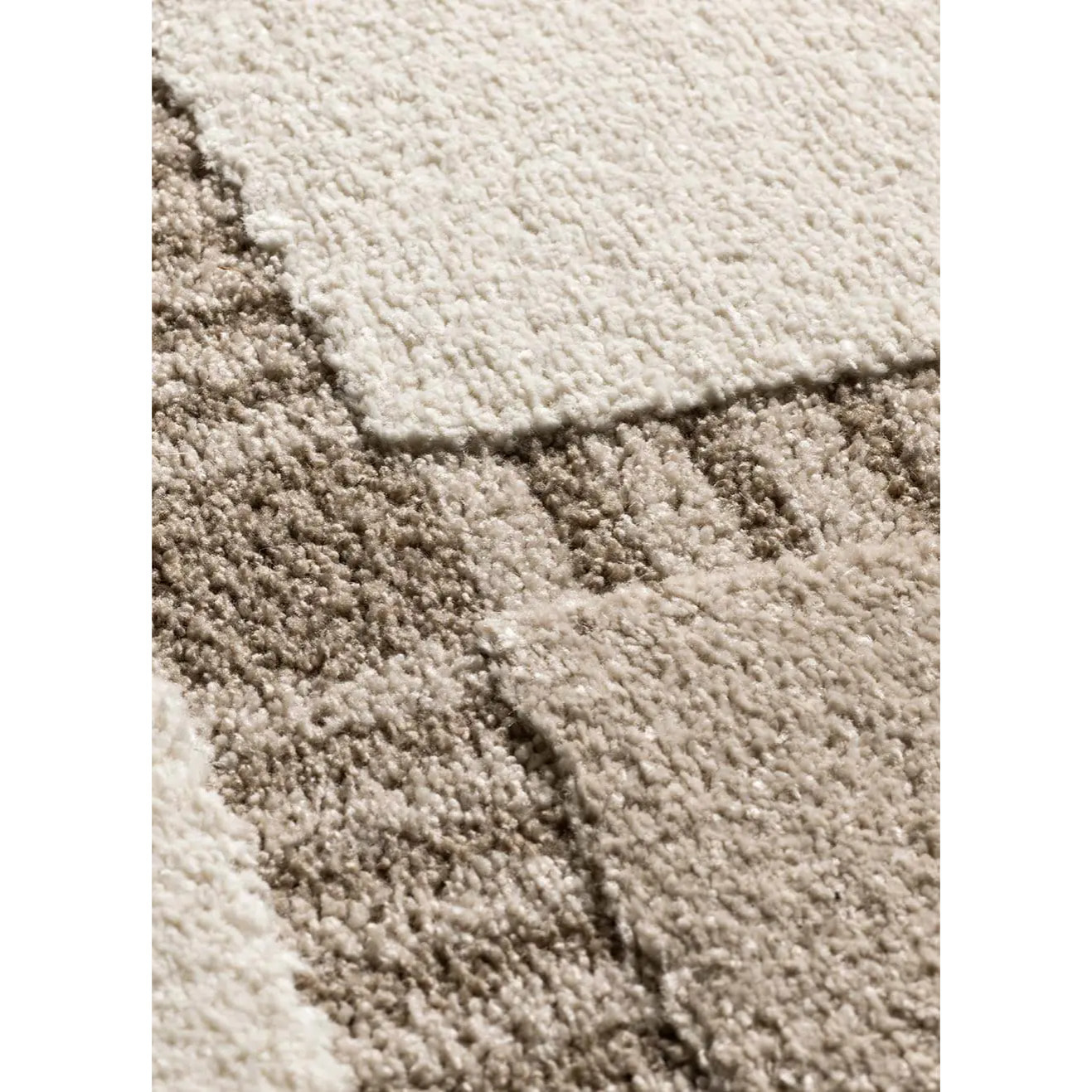 CANDELA Alfombra geométrica con relieve beige y blanco, varias medidas disponibles.