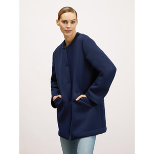 Motivi - Cappotto in scuba con cappuccio staccabile - Blu