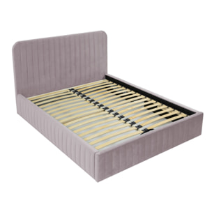 Stuart - lit coffre - 160x200 cm - sommier inclus - en velours - Rose