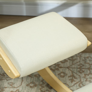 Silla Ergonómica de Rodillas, Silla de Rodillas de Madera, Taburete Ergonómico, Cojín Acolchado, para Mejorar la Postura, para Casa y Oficina, Crema