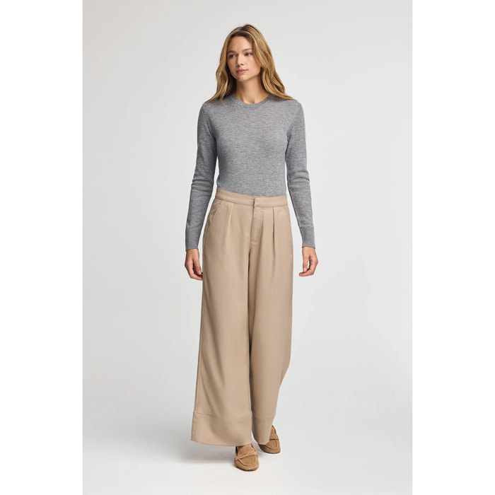 Pantalón camel de corte ancho con detalles Polo Club