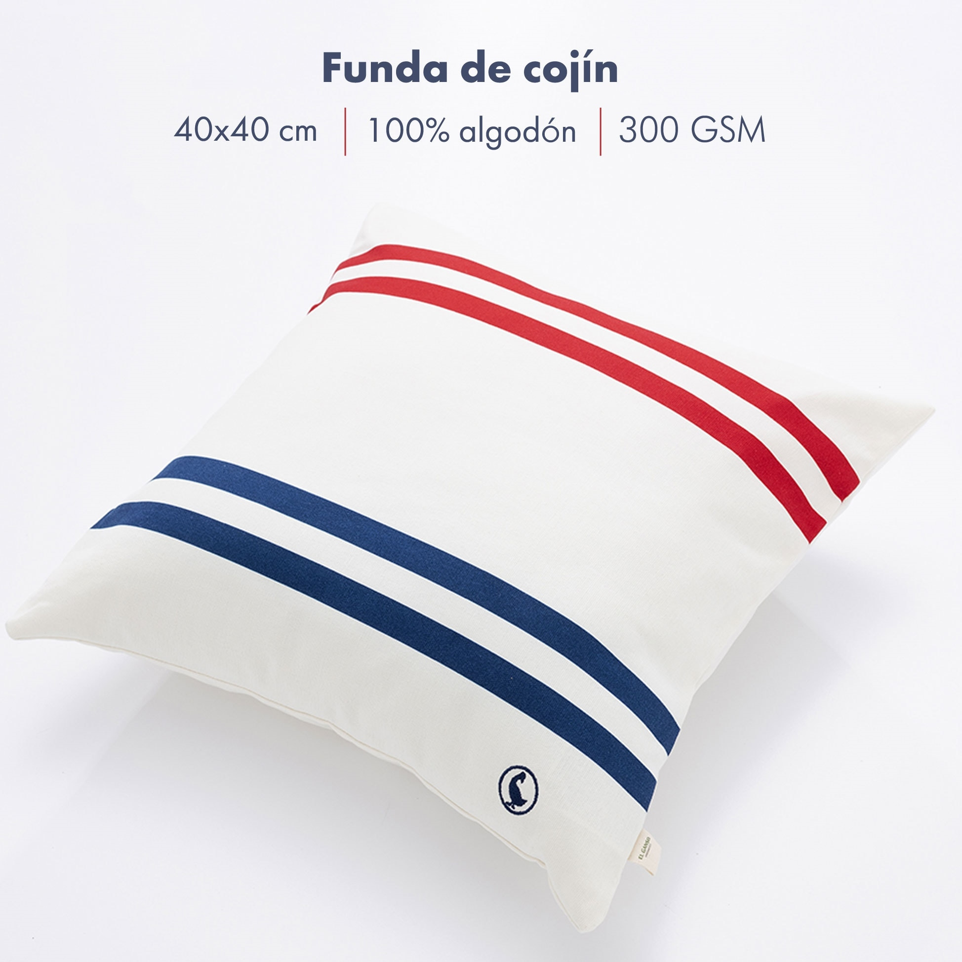 Set de 2 cojines 40x40cm 100% algodón 300gsm color crudo el ganso