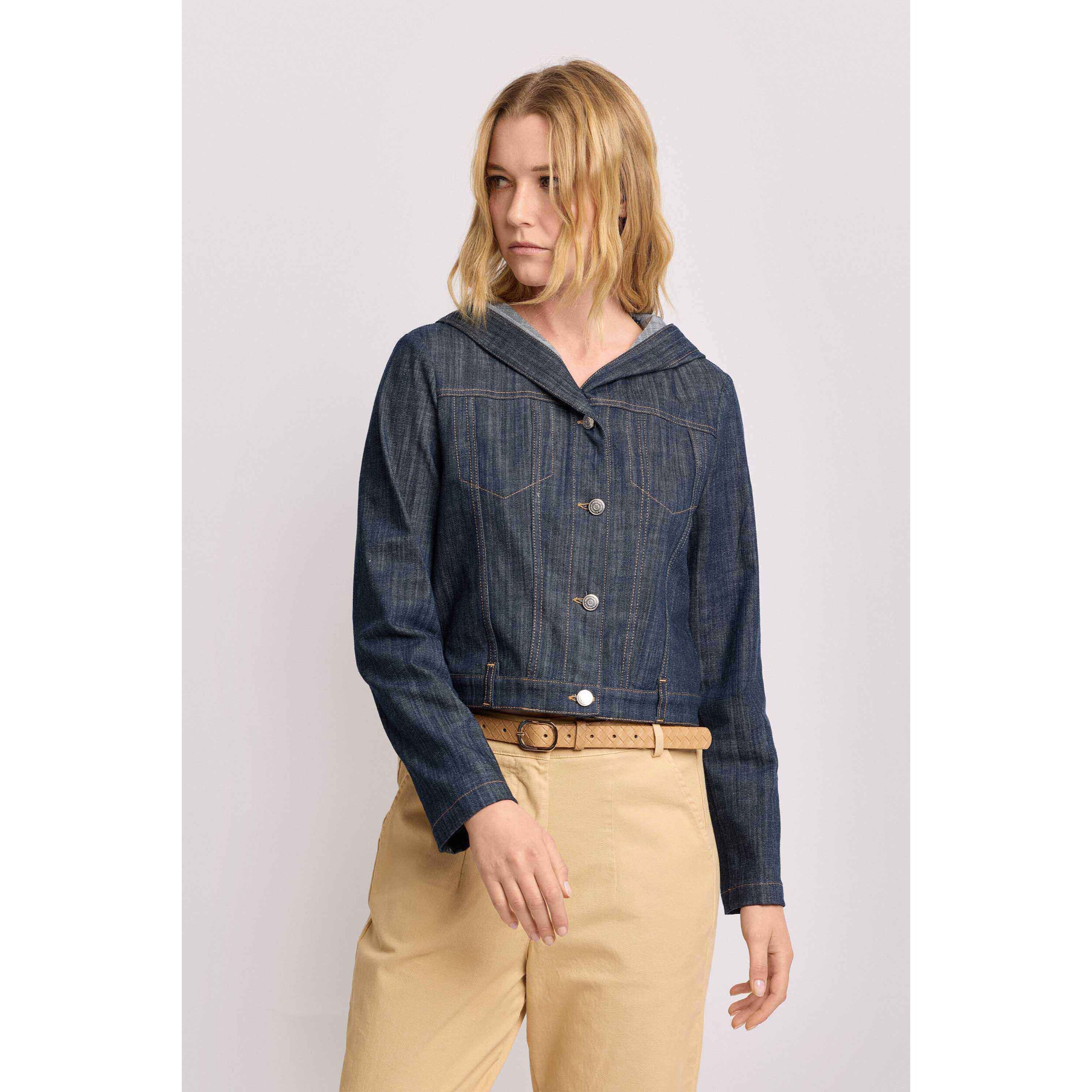Kocca - Giacca in denim con cappuccio Donna, Denim, Colletto di camicia
