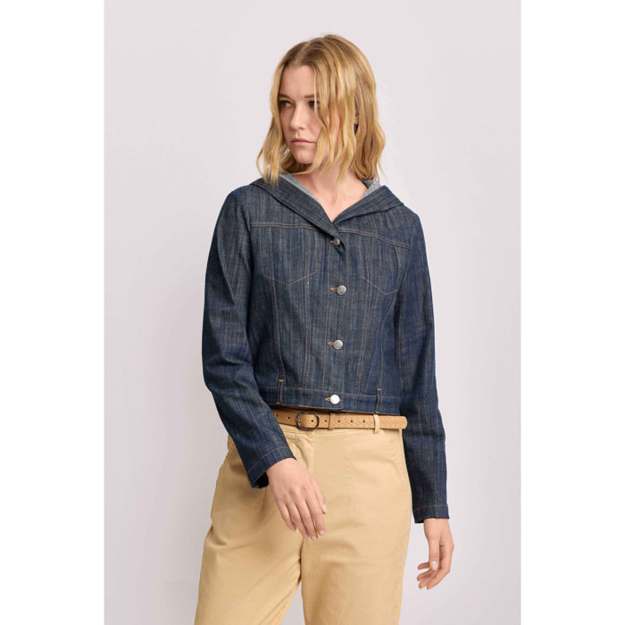 Kocca - Giacca in denim con cappuccio Donna, Denim, Colletto di camicia