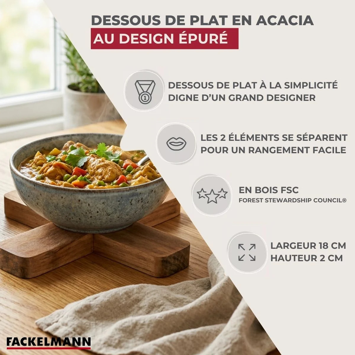 Dessous de Plat 18 cm Fackelmann Acacia