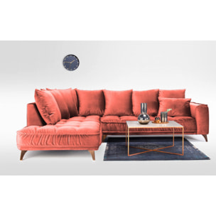 Canapé d'Angle Gauche Velours Altamo, 4 Places, Housse Déhoussable, Style Scandinave