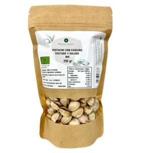 PLANETA HUERTO | Pistacho en Cáscara Tostado y Salado Ecológico – Delicioso y Listo para Comer, Envase de 250 g