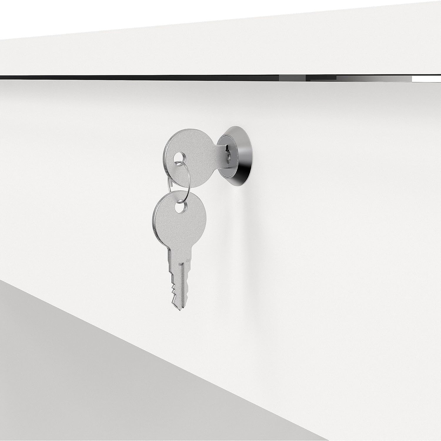 Scrivania Da Ufficio Con 5 Cassetti E Cassetto Con Serratura Desk Moderno Salvaspazio Per Studio Cameretta E Home Office 109.3 x 48.5 x 75.6 Cm Bianco