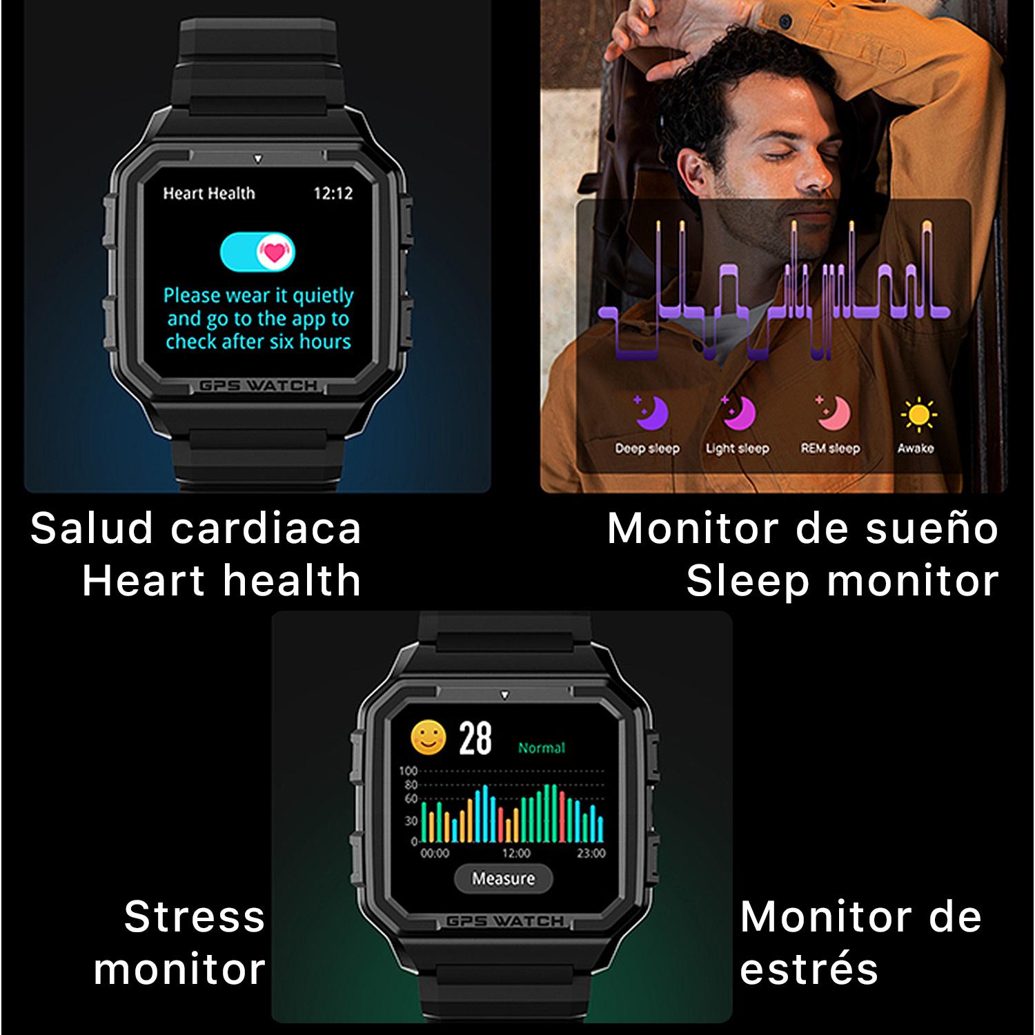 Smartwatch X2 con GPS, cardiofrequenzimetro e monitor O2 nel sangue, bussola. Varie modalità sportive, sommergibile, notifiche app.