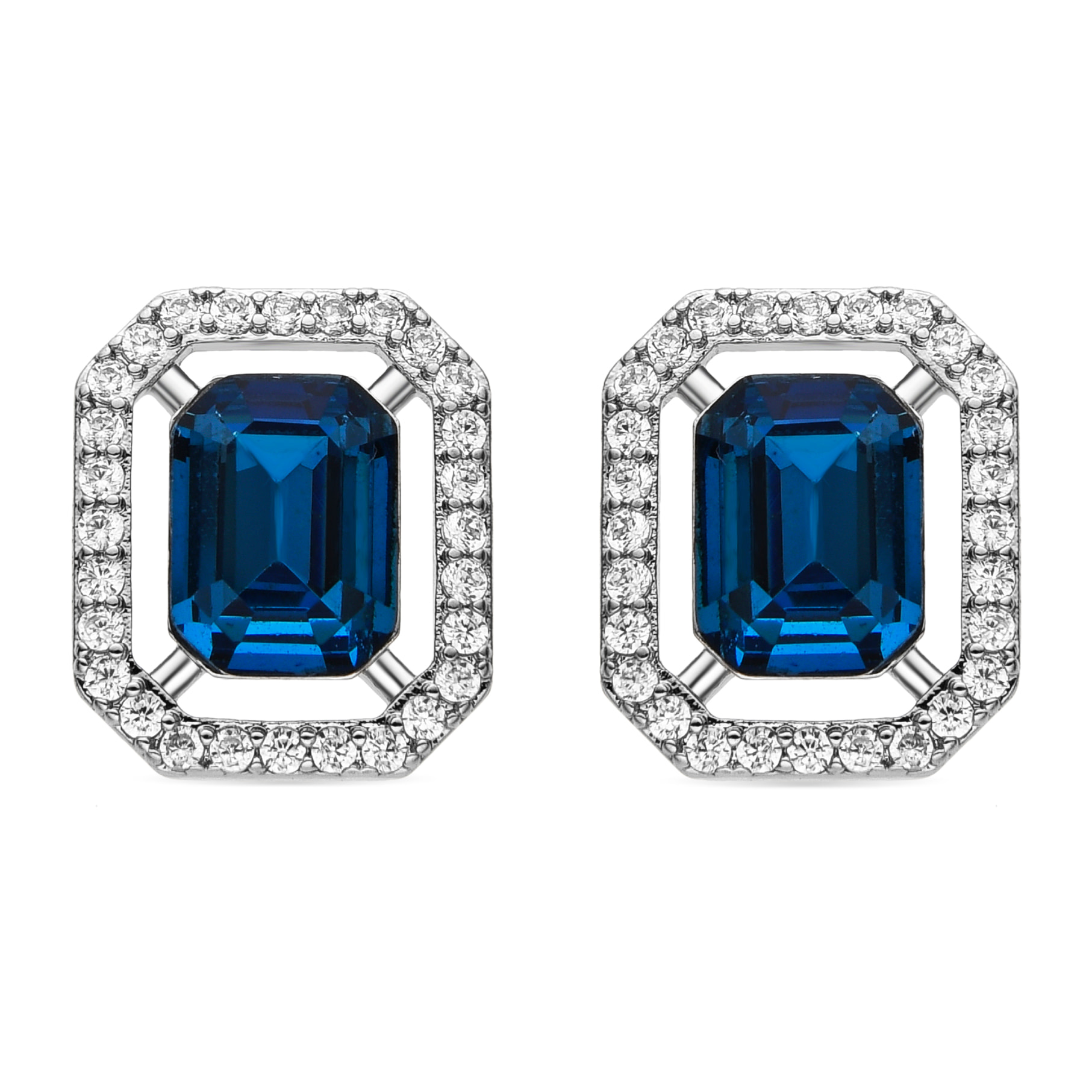 Pendientes con Circonita Topacio Azul acabado plata