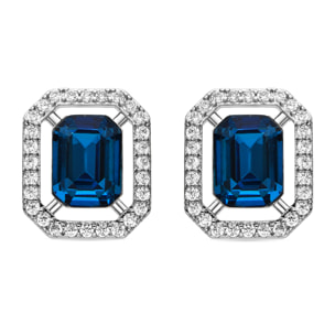 Pendientes con Circonita Topacio Azul acabado plata