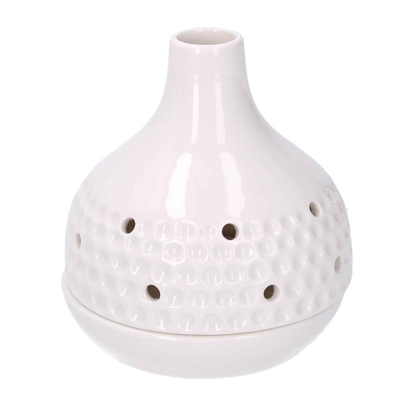 Portacandele in ceramica da 1 posto bianco tondo cmø11h12