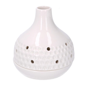 Portacandele in ceramica da 1 posto bianco tondo cmø11h12