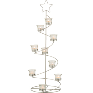 J-Line Photophore Arbre Spirale Metal/Verre Argent Large