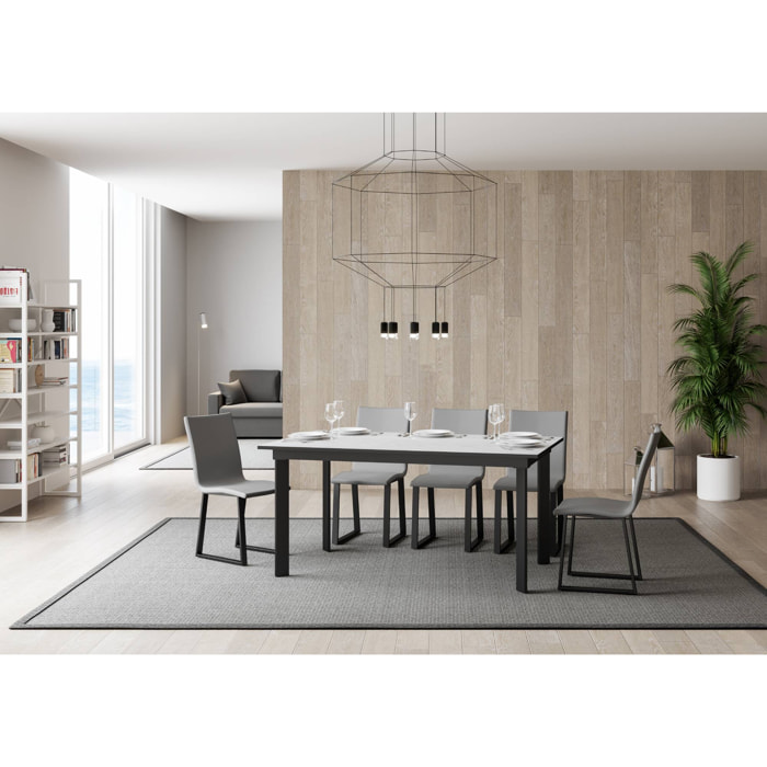 Mesa extensible 90x160/220 cm Cumar Fresno Blanco estructura Antracita