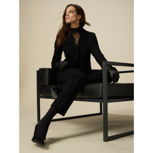 Oltre - Pantaloni regular in punto milano - Nero