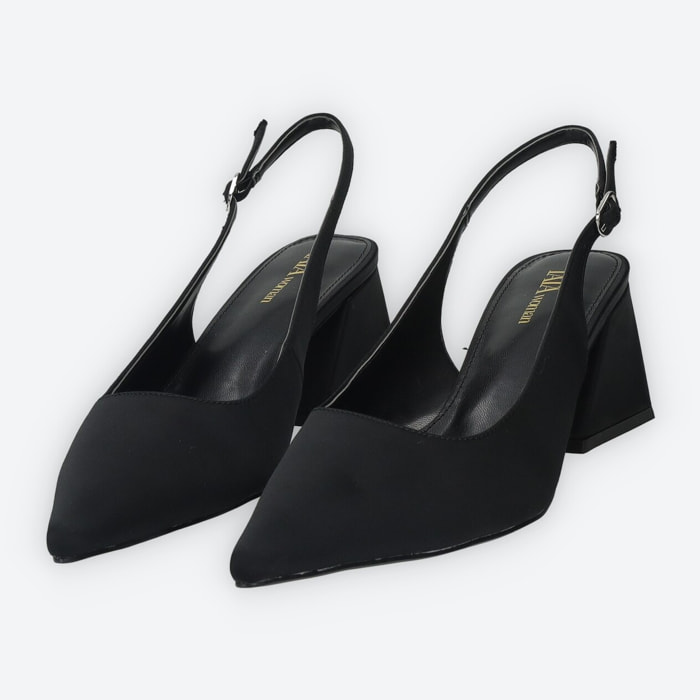 Décolleté sling back Donna Tata Italia Nero