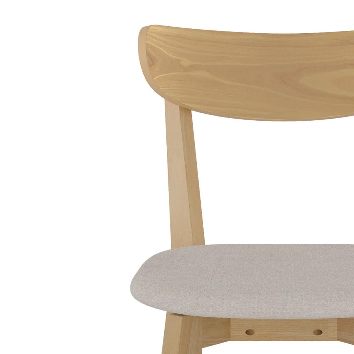 Lot de 2 chaises en tissu beige et bois de frêne - Tabata