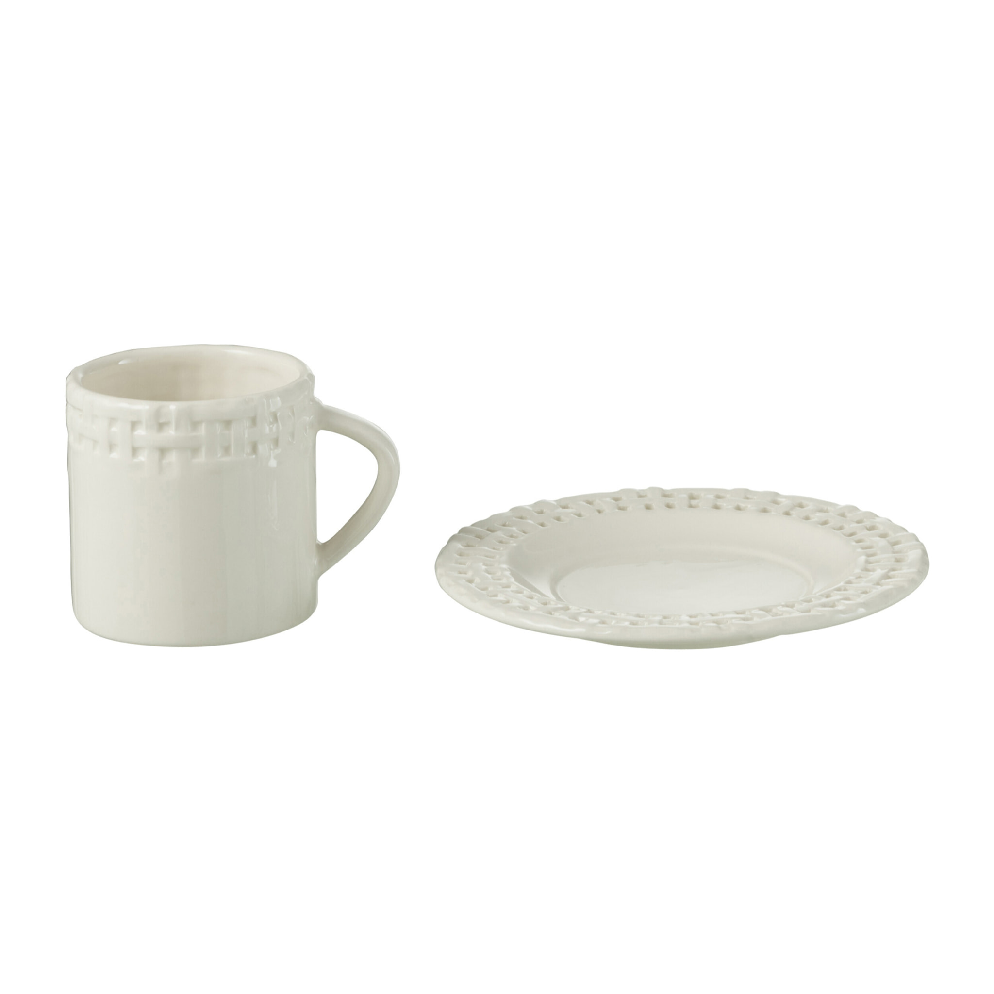 J-Line tasse + sous-tasse - céramique - blanc - 12 pièces