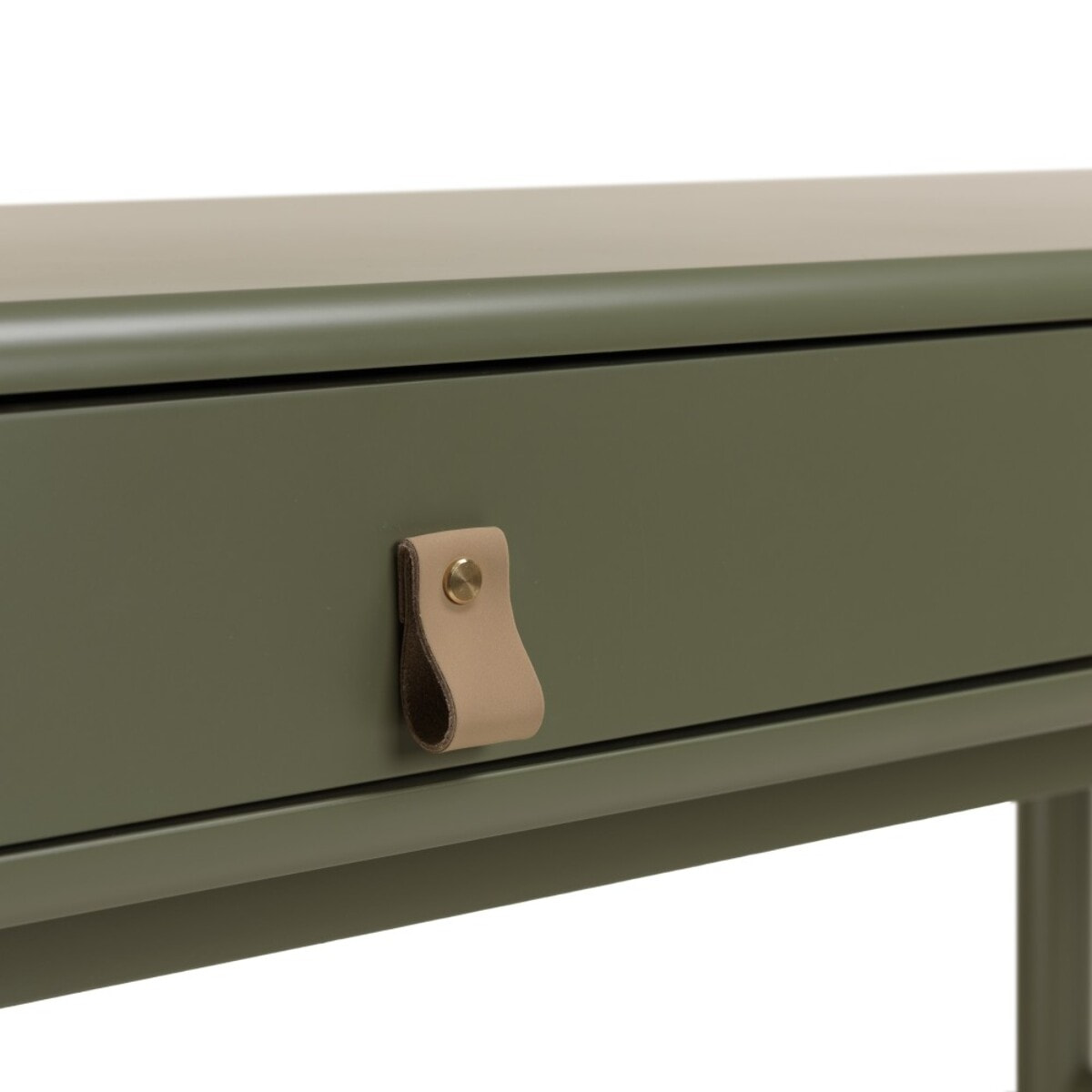ETHAN - Bureau 2 tiroirs et 1 niche en bois naturel vert