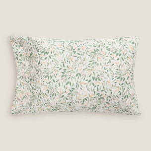 Funda almohada hojas Pra color verde 100% Algodón percal